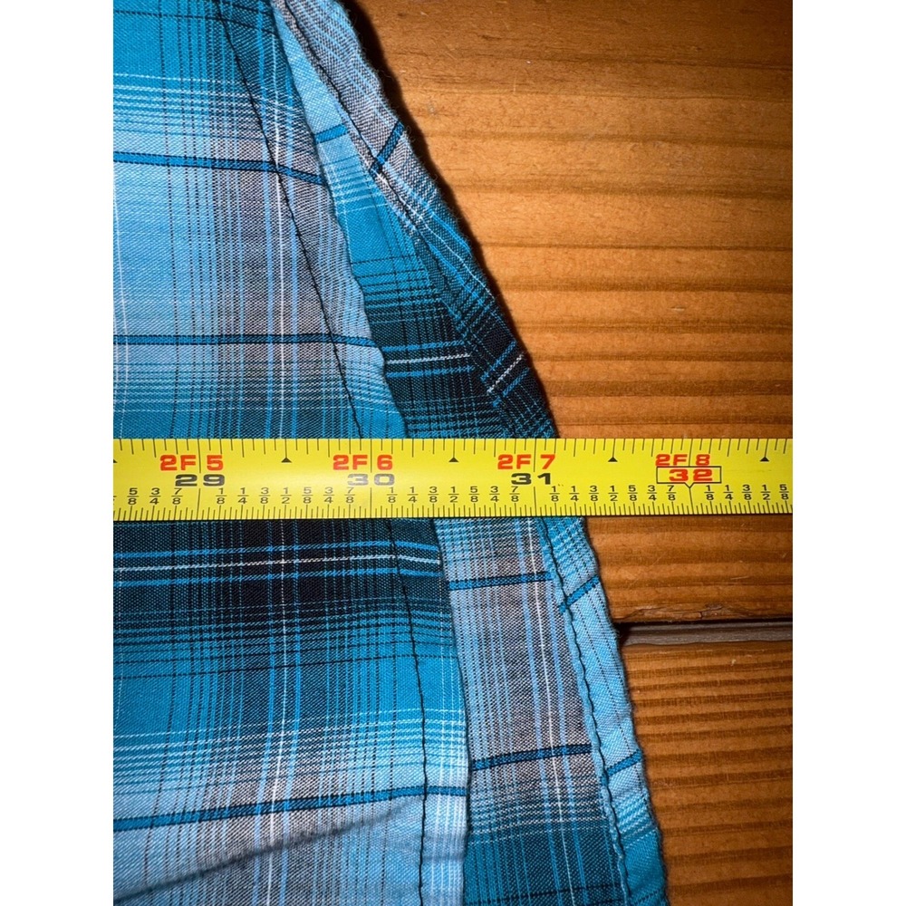 Wrangler Western Pearl Snap Button Long Sleeve Shirt Teal & Black Plaid XL - Picture 4 of 7